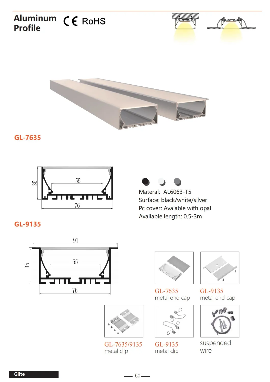 LED Strip Profile for Alu LED Bar Linear Lighting