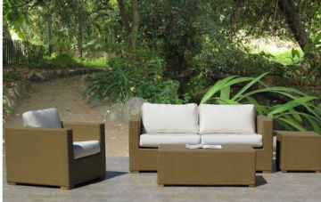 Natural Outdoor Patio Furniture Resin Wicker Sofa 4 pc Set Sunbrella