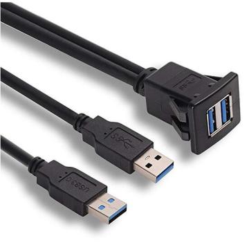 USB3.0 Panel-Mount Dual Port USB waterproof cable