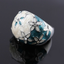 Sterling Silver Enamel Women'S Ring With Fashion Flower Shaped Ring