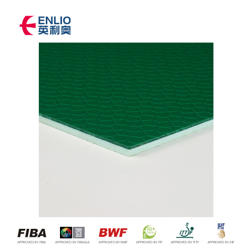 Lantai badminton 7.0mm warna hijau dengan garisan cat