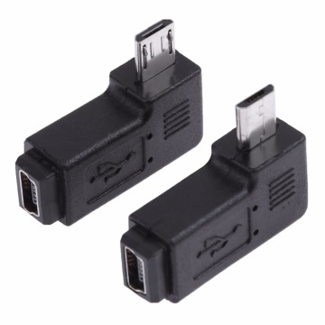 2Pcs/set L Shaped Mini USB Female to Micro USB Male 90 Degree Right Left Angle Adapter Connector Charging Converter