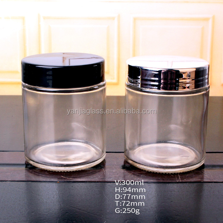 10oz 300ml straight sided middle east Tahini glass storage jars plastic lids