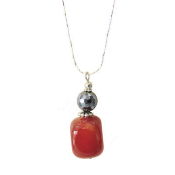 Natural Gemstone Agate Necklace with Silver Chain