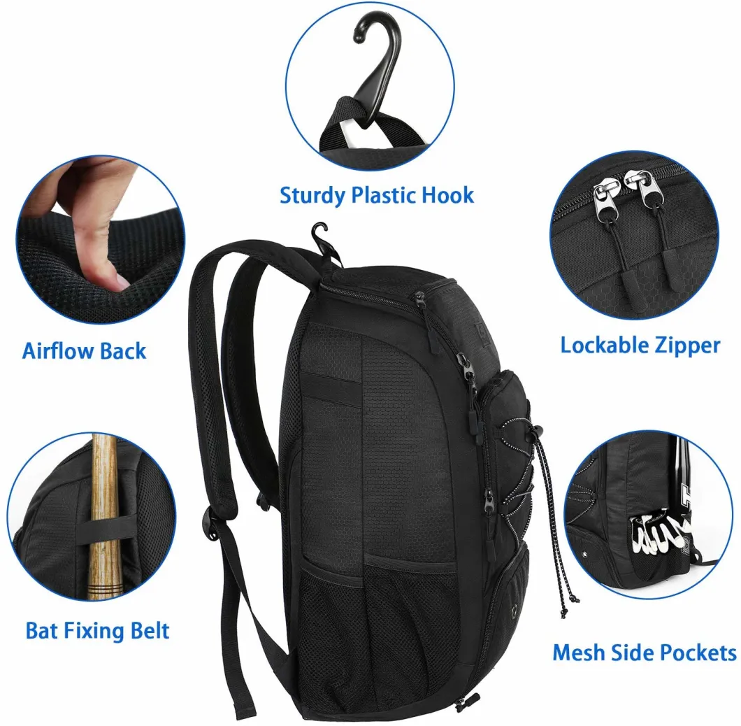 Baseball Bag with Fence Hook Hold, Softball Bat Bag with Shoes Compartment for Youth, Boys and Adult