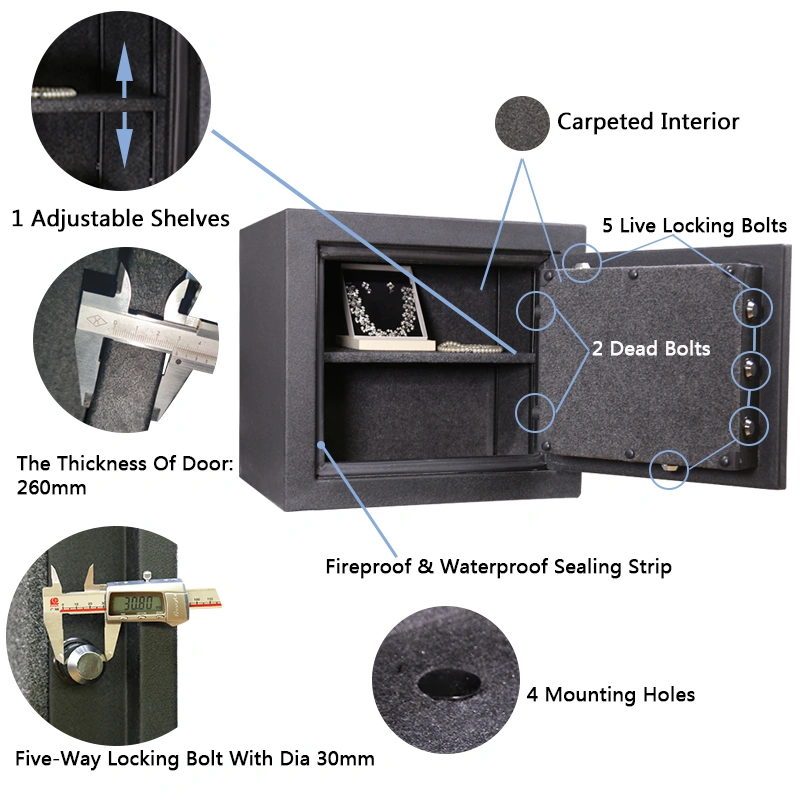 Cdt High Quality Digital Security Fireproof Waterproof Safe, Vibration Alarm Office Home Heavy Duty Fireproof Security Safes/