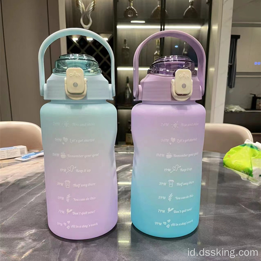 2000ml botol air plastik buram dengan ganti bertahap botol portabel gym sports ketel 2 liter botol air