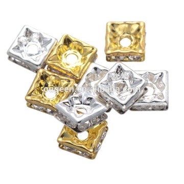 Square colorful rhinestone crystal spacer beads for jewelry decorations