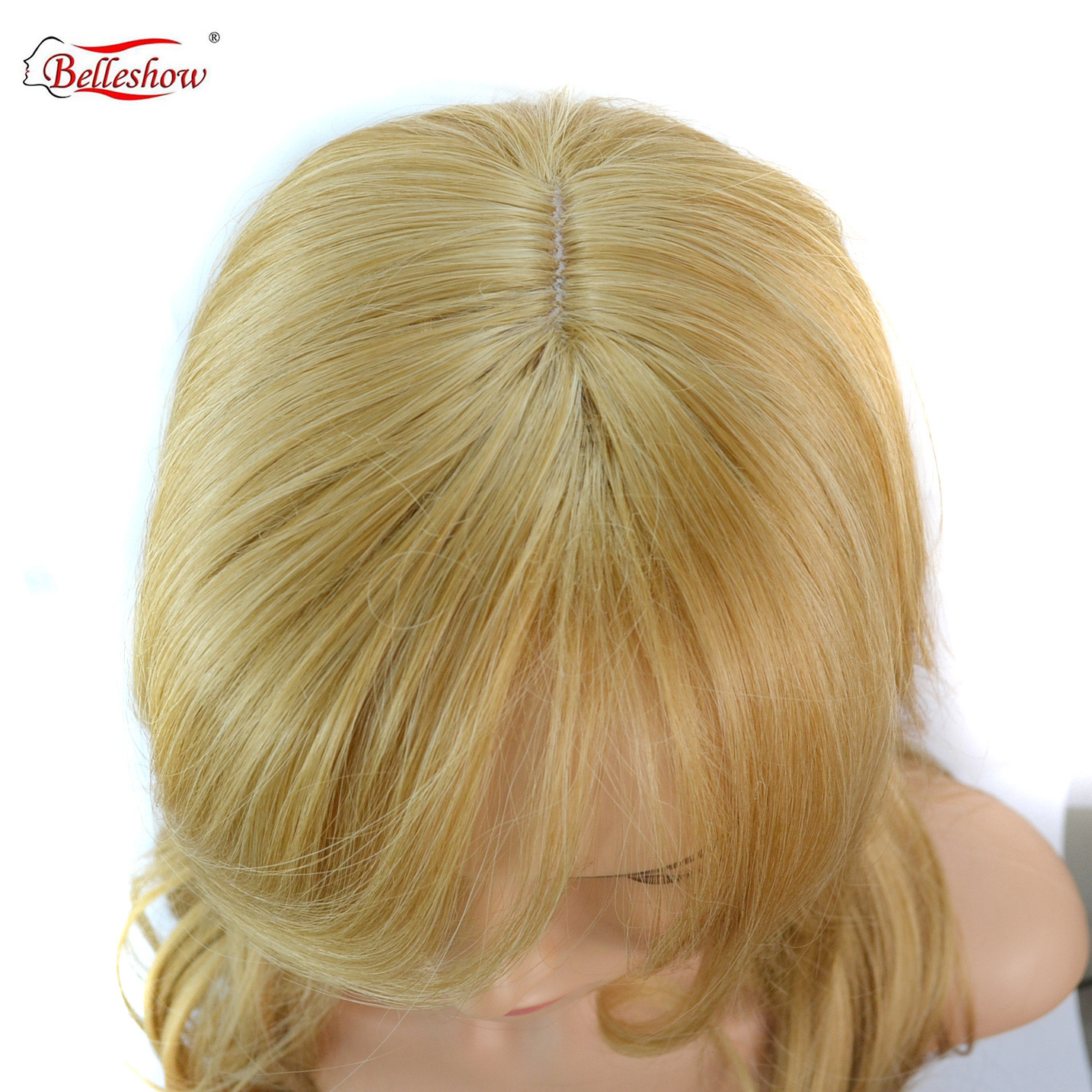 Hot sell long sloping hair curtain gold wavy wig  synthetic fiber hair wig for young women