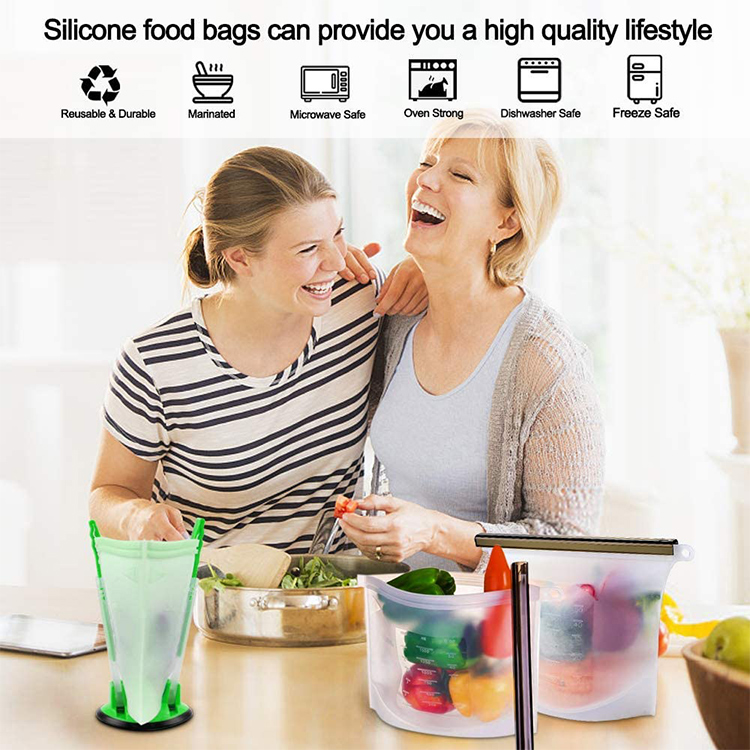 Amazon Hot Eco Friendly Ziplock Leakproof Snack Reusable Silicone Food Storage Bag