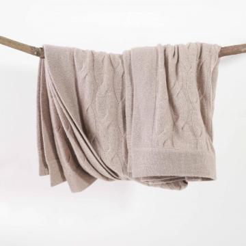 Warm home knitted cashmere mix wool blanket