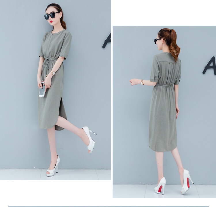 Women dresses cotton linen casual dress