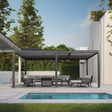 Youya Modern Wall-Mounted Electric Exterior Aluminum Pergola