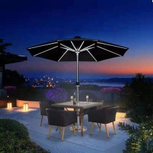 Sun Parasol Outdoor Sea Beach Umbrella with PU Paintcoat and LED Solar Light