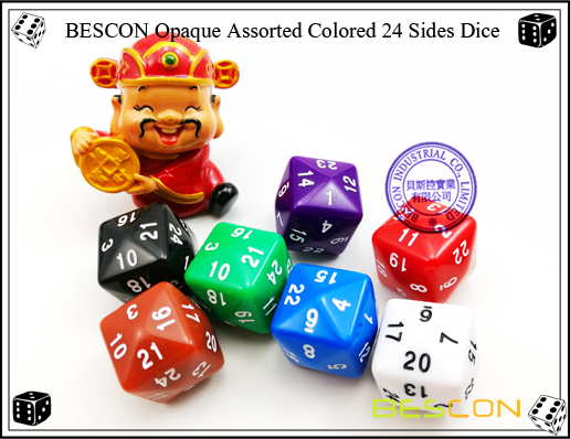 BESCON Opaque Assorted Colored 24 Sides Dice