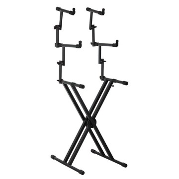 LEILEI KS-17-1 Black Steel Dual Braced Two Tiers Ultimate Keyboard Stand for Piano