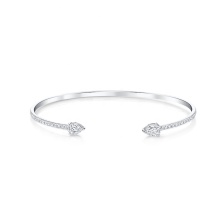 European 925 Silver Pave CZ Women's Cuff Bangle