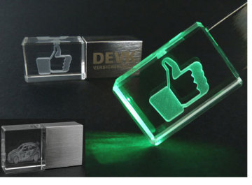 Crystal & Metal USB Driver OEM Custom Logo USB Memory Sticks with Led Light