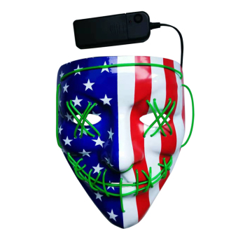 Customizable USA Flag LED Light-Up Mask with Flashing EL Wire