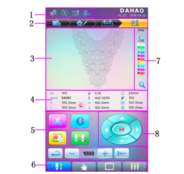 Embroidery Software DAHAO A15 operating system