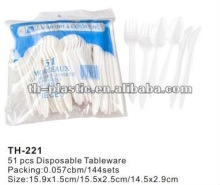 51pcs disposable tableware set,forks spoons and knife