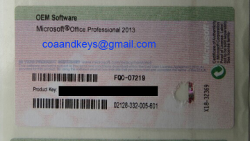Office 2013 Professional COA License, COA Sticker