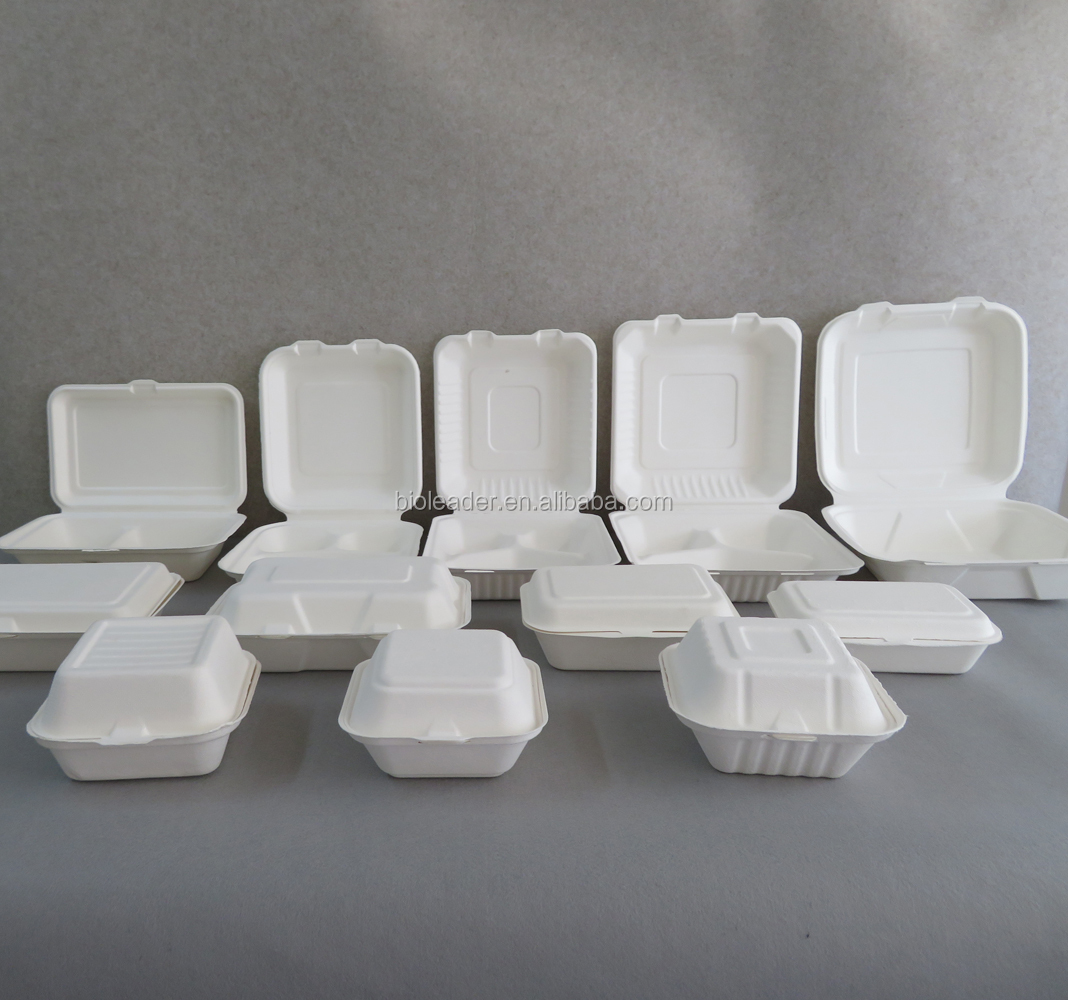 Sugar Cane Bagasse 8 Inch 3 Compartment Food Container