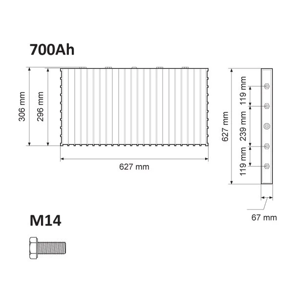 Winston Battery 3.2V 700ah LiFePO4 Battery Cell for Energy Storage