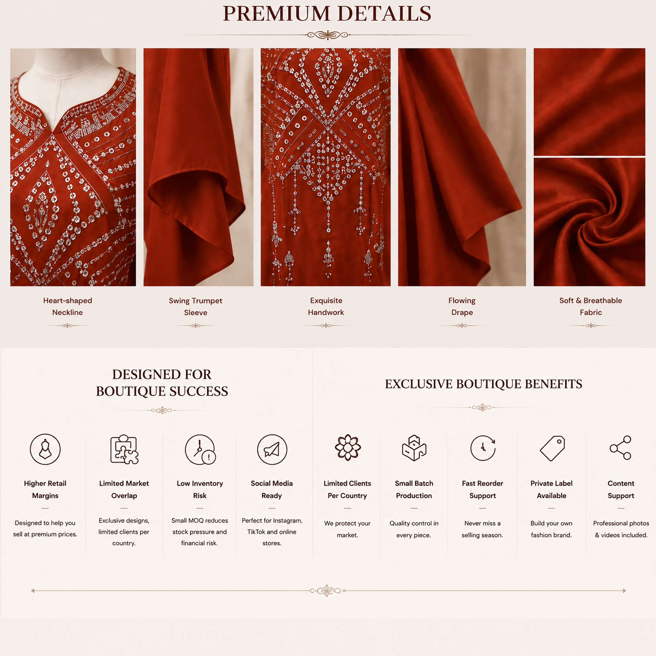 ساتن منجوق قرمز نارنجی طرح عبایی d orange red beaded satin kaftan abaya design d