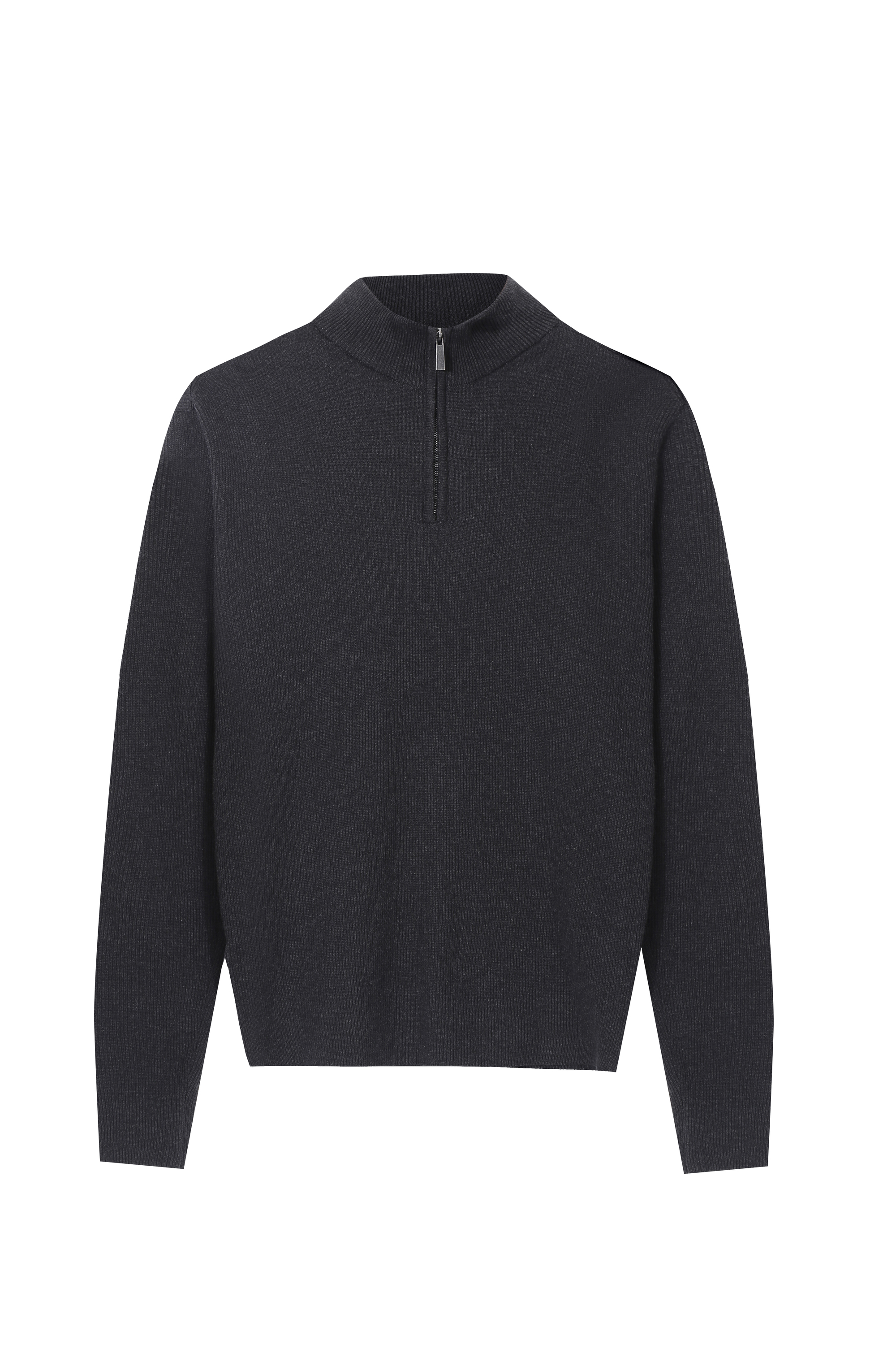 Men's Cotton Knitted Zip Up Mock Neck Polo Sweater