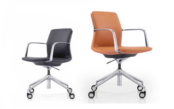 Luxury Orange Genuine Leather Swivel Conference Chair