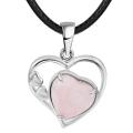 Rose Quartz Love Heart Birthstone Pendant Gemstone Necklaces for Women