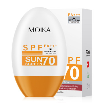Private Label Organic Natural Sunburn Face Sunblock SPF 50 UVA/UVB Sunscreen SPF 70