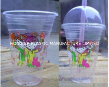 16oz Transparent Disposable Smoothie Cups With Plastic Sealing Film