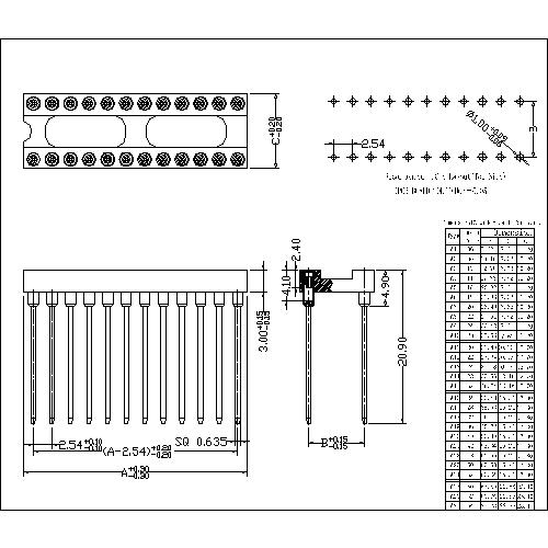 MIFES07-XXXX 2.54mm Dual-in-line Socket Straight DIP(H=3 L=20.9)Square Pin MIFES07-XXXX 2.54mm Dual-in-line Socket Straight DIP(H=3 L=20.9)Square Pin