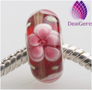 Europe and America red colour murano large hole glass beads