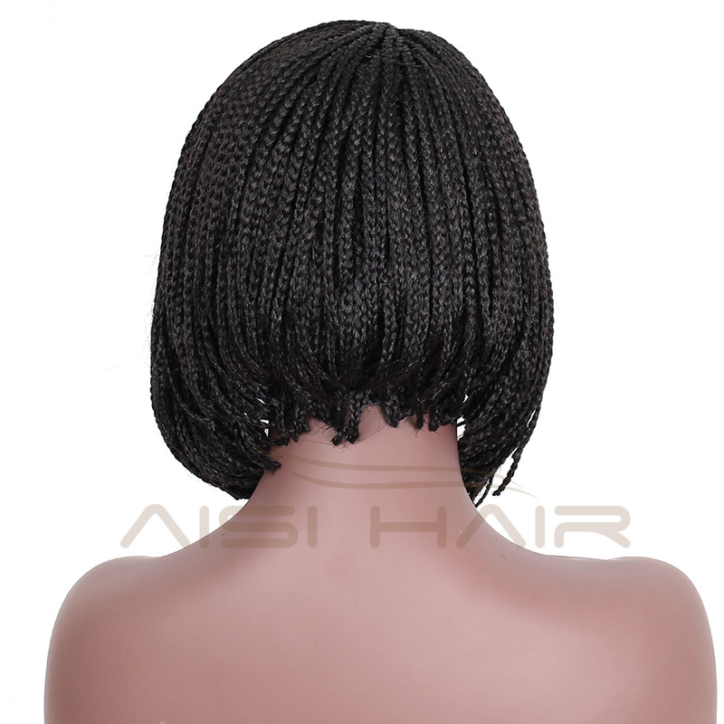 Aisi Hair Short Micro Box Braids Lace Front Bob Wig Part Side Synthetic Glueless Heat Resistant Lace Front Wigs For Black Women