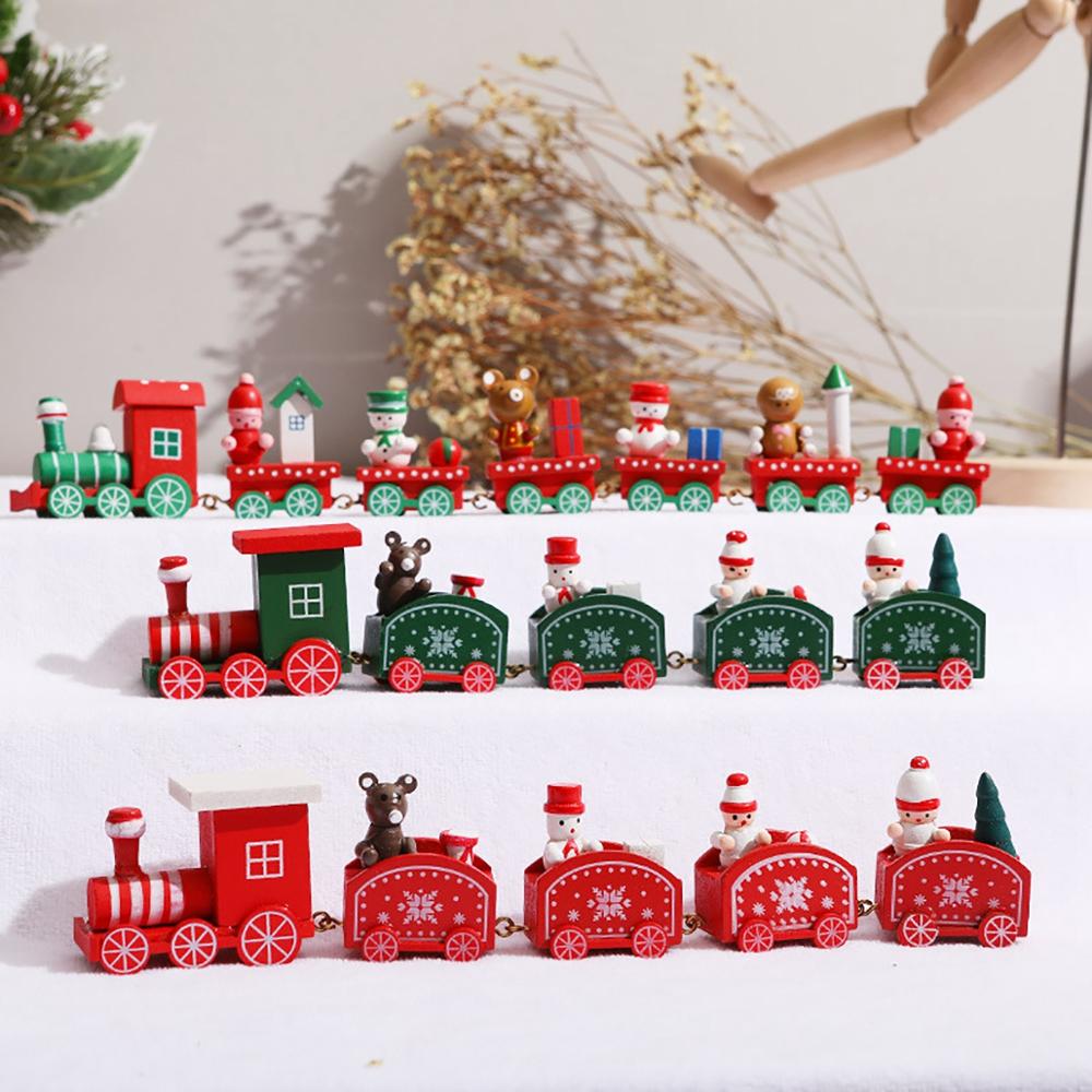 Merry Christmas Wooden Train Ornament Christmas Decoration For Home Santa Claus Gift Natal Navidad Noel 2022 New Year Xmas Decor