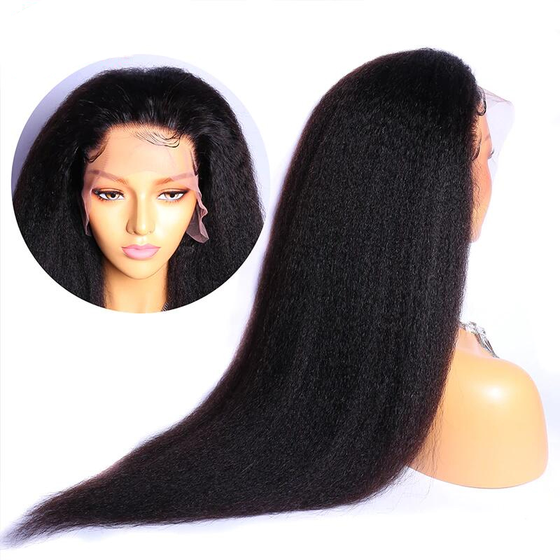 13x4 Lace Front Human Hair Wigs With Baby Hair 150% Density Brazilian Kinky Staight Full Lace Wigs Remy Hair  For Black Women