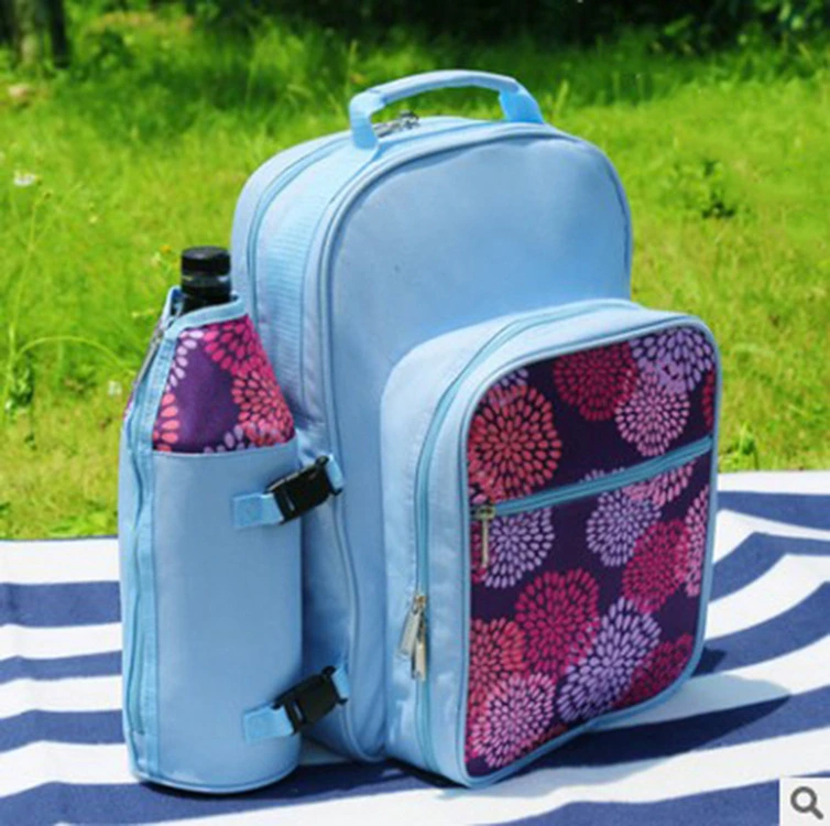 Picnic Backpack Bag for 2 Person with Cooler Bag Compartment Detachable Bottle/Wine Holder with Fleece Blanket