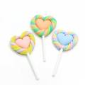 Simulatie Kleurrijke Hartvorm Polymeer Klei Lollipop Diy Kleimaterialen Voor Telefoon Shell Accessoires Diy Klei Decoratie