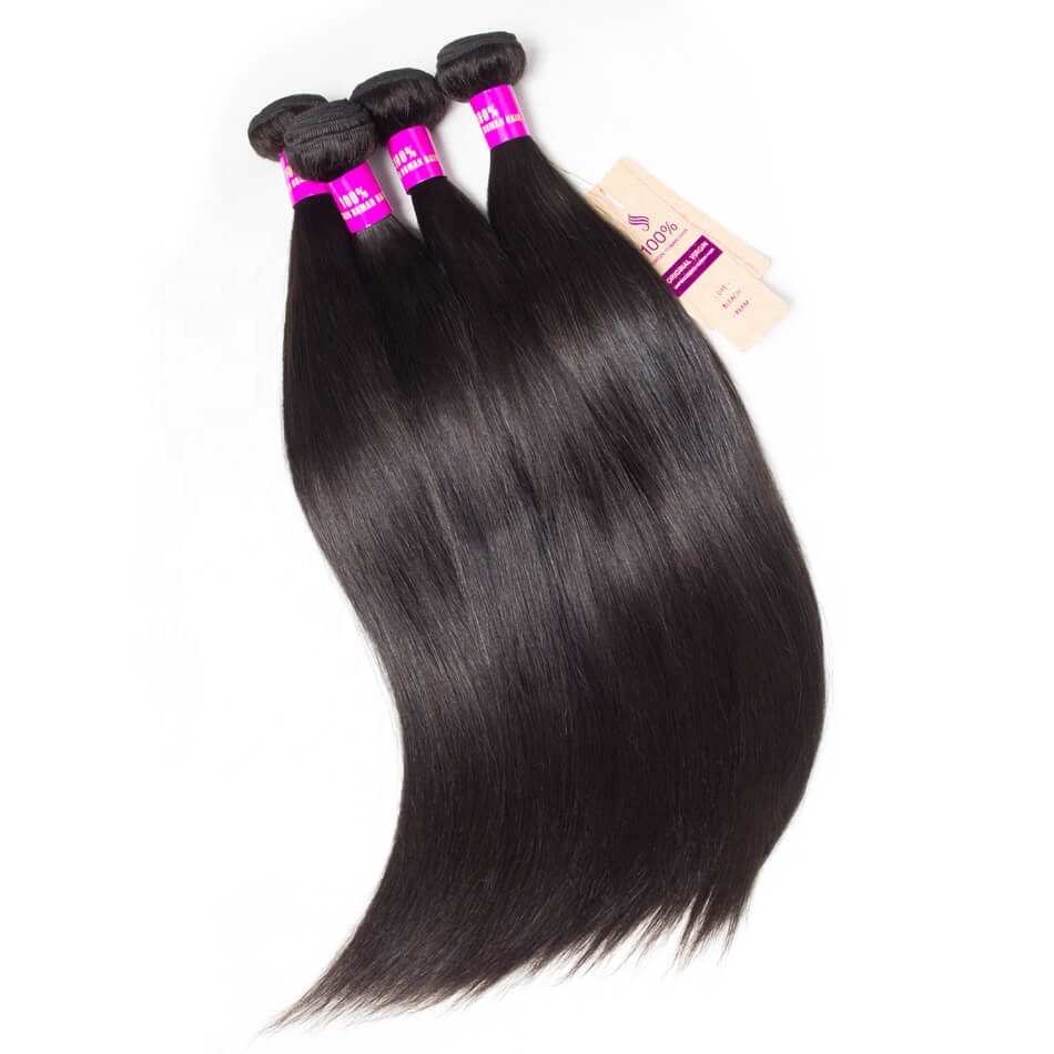 10A Grade Cuticle Aligned Straight Human Hair Bundles With Closure,Silky Straight Mink Brazilian Hair Extension