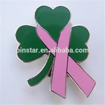 Pink Ribbon Shamrock Breast Cancer Lapel Pin