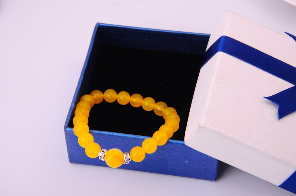 Bracelet de pierres précieuses en agate jaune de perles rondes 8MM