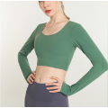 ny yoga crop top langermet skjorte