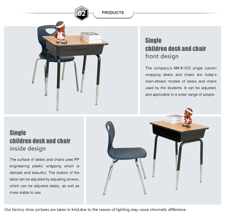 China High Quality Adult School Desk / Single Student Desk and Chair