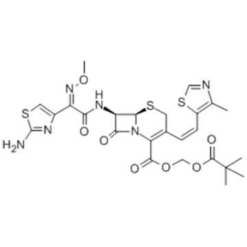 5-Thia-1-azabicyclo[4.2.0]oct-2-ene-2-carboxylicacid,7-[[(2Z)-2-(2-amino-4-thiazolyl)-2-(methoxyimino)acetyl]amino]-3-[(1Z)-2-(4-methyl-5-thiazolyl)ethenyl]-8-oxo-,( 57263703,2,2-dimethyl-1-oxopropoxy)methyl ester,( 57263704,6R,7R)- CAS 117467-28-4