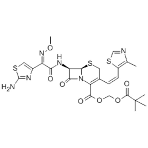 Ácido 5-tia-1-azabiciclo [4.2.0] oct-2-eno-2-carboxílico, 7 - [[(2Z) -2- (2-amino-4-tiazolil) -2- (metoxiimino) acetil] amino ] -3 - [(1Z) -2- (4-metil-5-tiazolil) etenil] -8-oxo -, (57263703,2,2-dimetil-1-oxopropoxi) metil éster, (57263704,6R, 7R ) - CAS