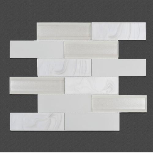 Living Room TV Wall White Glass Mosaic Tiles