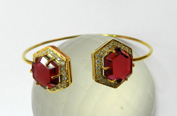 925 Sterling Silver Pink tourmaline hydro Bangle